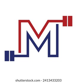 initial letter logo with barbell icon for graphic and web design