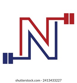 initial letter logo with barbell icon for graphic and web design