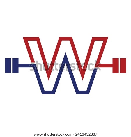 initial letter logo with barbell icon for graphic and web design
