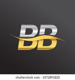 initial letter logo BB company name gold and silver color swoosh design. vector logotype for business and company identity.
