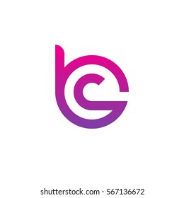 initial letter logo bc, cb, c inside b rounded lowercase purple pink