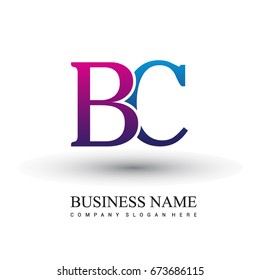 initial letter logo BC colored red and blue, Vector logo design template elements for your business or company identity
