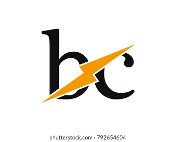 Initial letter logo bc lowercase thunder vector design