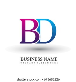 initial letter logo BD colored red and blue, Vector logo design template elements for your business or company identity