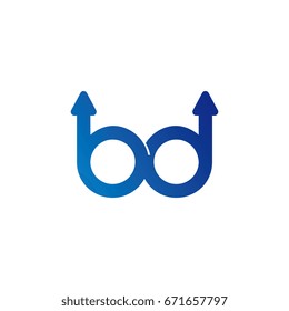initial letter logo bd, db,d, b, arrow rounded lowercase blue