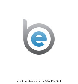 initial letter logo be, eb, e inside b rounded lowercase blue gray