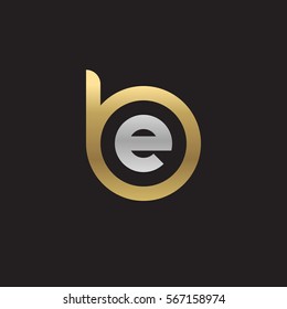 initial letter logo be, eb, e inside b rounded lowercase logo gold silver