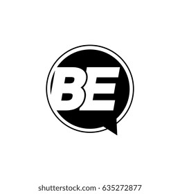 Initial letter logo be inside speech bubble black