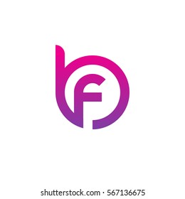 initial letter logo bf, fb, f inside b rounded lowercase purple pink
