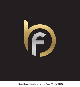 initial letter logo bf, fb, f inside b rounded lowercase logo gold silver