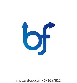 initial letter logo bf, fb, f, b, arrow rounded lowercase blue