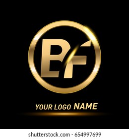initial letter logo BF inside circle shape, rounded lowercase logo gold on dark background