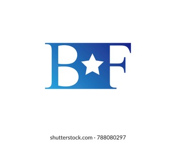 Initial letter logo BF uppercase blue template with star