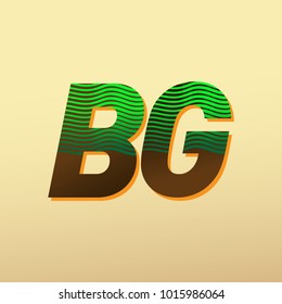 initial letter logo BG colored green and brown with striped composition, Vector logo design template elements for your business or company identity