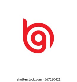 initial letter logo bg, gb, g inside b rounded lowercase red flat