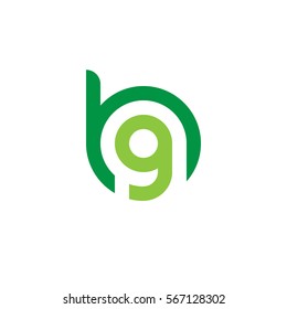 initial letter logo bg, gb, g inside b rounded lowercase green flat
