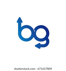 initial letter logo bg, gb, g, b, arrow rounded lowercase blue