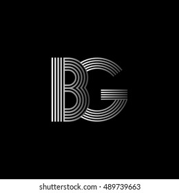 Initial letter logo BG linked white colored, isolated in black background. Vector design template elements for company identity