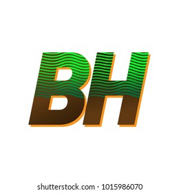initial letter logo BH colored green and brown with striped composition, Vector logo design template elements for your business or company identity