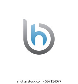 initial letter logo bh, hb, h inside b rounded lowercase blue gray