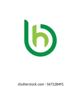 initial letter logo bh, hb, h inside b rounded lowercase green flat