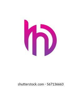 initial letter logo bh, hb, h inside b rounded lowercase purple pink
