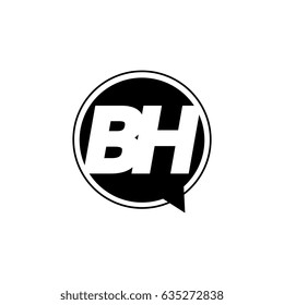 Initial letter logo bh inside speech bubble black