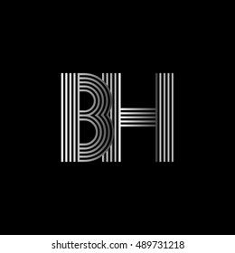 Initial letter logo BH linked white colored, isolated in black background. Vector design template elements for company identity.