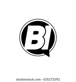 Initial letter logo bi inside speech bubble black