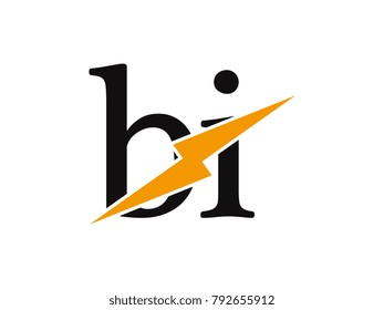 Initial letter logo bi lowercase thunder vector design