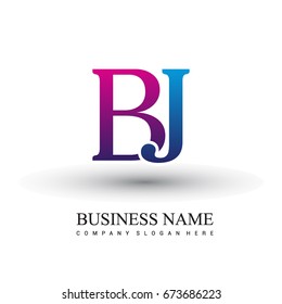 initial letter logo BJ colored red and blue, Vector logo design template elements for your business or company identity