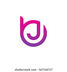 initial letter logo bj, jb, j inside b rounded lowercase purple pink