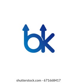 initial letter logo bk, kb, k, b, arrow rounded lowercase blue