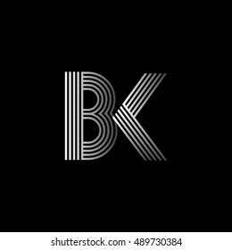 Initial letter logo BK linked white colored, isolated in black background. Vector design template elements for company identity.