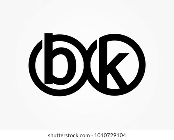 Initial letter logo bk lowercase related in circles black