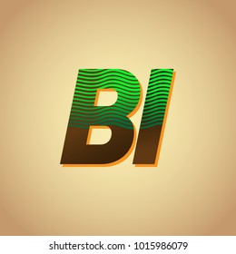 initial letter logo BL colored green and brown with striped composition, Vector logo design template elements for your business or company identity