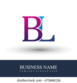 initial letter logo BL colored red and blue, Vector logo design template elements for your business or company identity