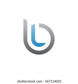 initial letter logo bl, lb, l inside b rounded lowercase blue gray