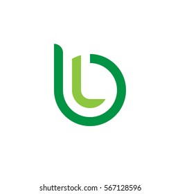 initial letter logo bl, lb, l inside b rounded lowercase green flat