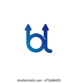 initial letter logo bl, lb, l, b, arrow rounded lowercase blue