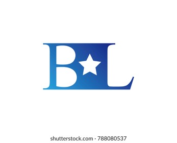 Initial letter logo BL uppercase blue template with star