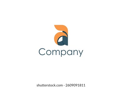 Initial Letter A Logo. Blue and Orange Origami Shape on White Background. Can Be Used for Business. Flat Vector Logo Design Template Element. Vector Illustration.