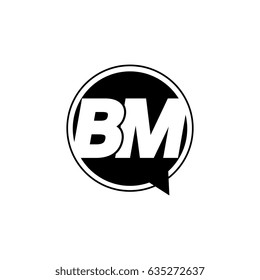 Initial letter logo bm inside speech bubble black
