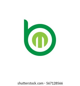initial letter logo bm, mb, m inside b rounded lowercase green flat