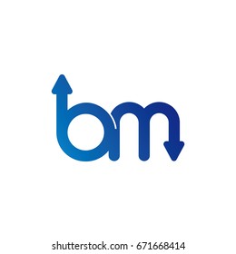 initial letter logo bm, mb, m, b, arrow rounded lowercase blue