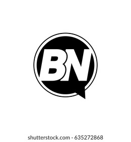 Initial letter logo bn inside speech bubble black