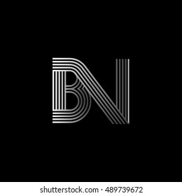 Initial letter logo BN linked white colored, isolated in black background. Vector design template elements for company identity.