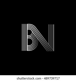 Initial letter logo BN linked white colored, isolated in black background. Vector design template elements for company identity.