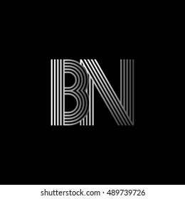 Initial letter logo BN linked white colored, isolated in black background. Vector design template elements for company identity.