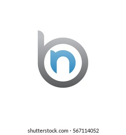 initial letter logo bn, nb, n inside b rounded lowercase blue gray